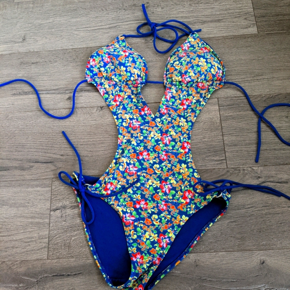 Floral monokini one-piece swimsuit